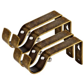 Fix Curtain Rod Bracket Set of 4 for 1 Or 1 1/8 Inch Rods - Antique Brass