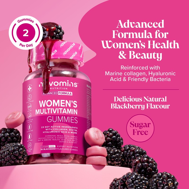 novomins Womens Multivitamins Gummies & Minerals with Marine Collagen &