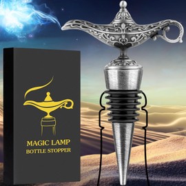LKKCHER DESIGN Aladdin Magische Lampe Weinstopfen, Weingeschenke für Männer Frauen Liebhaber, Flaschenverschlüsse für Wein Champagner, Geburtstagsgeschenke, Weinretter Weinzubehör
