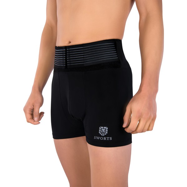SWORTS Men's Core Underwear for Back Relief (LWS) ProSkin Back Support Technology (Discreet Support Belt), black