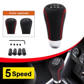 Adunsiaoto Car Gear Knob Universal, Gear Lever Stick Cars Shifter Adapter, Car 5-Speed Gear Knob Gear Knob with 4 Adapters, Aluminium Alloy Gear Knob Adapter Car Manual Transmission (Black)