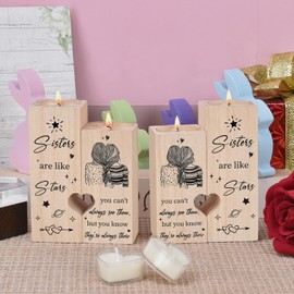 Sisters Gifts from Sister, Sister Gifts for Women, Unique Candle Holders, Christmas Mothers Day Birthday Gifts for Best Sisters