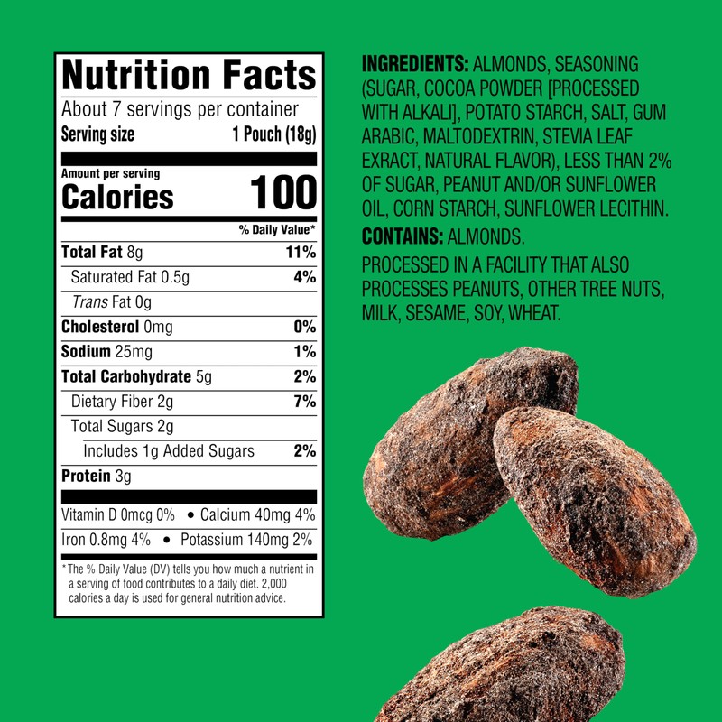 Emerald Nuts Cocoa Roast Almonds 7 Ct (1-Pack), 100-Calorie Individual