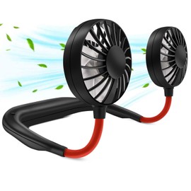 RJVW Portable Neck Fan, Hand Free Personal Hanging Neck Sports Fan USB Rechargeable (3 Speed Adjustable) Wearable Cooling Head Fan,360 Degree Free Rotation for Traveling, Sports, Office, Reading