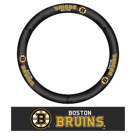 FANMATS 40544 Boston Bruins GLSTEERCOVER-Boston Bruins Genuine Leather Steering Wheel Cover