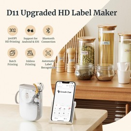 NIIMBOT D11 Label Maker Machine with Tape, Upgrade HD Printing Inkless Automatic Feeding One-Touch Custom Portable Bluetooth Sticker Printer