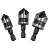 Bestgle 3pcs 1/4 Inch Shank 5 Flutes Countersink Chamfer Drill