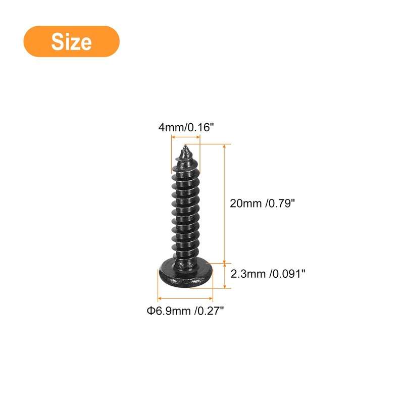 sourcing map 4mm x 20mm Phillips Pan Head Self-tapping Screw,