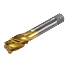sourcing map Spiral Flute Threading Tap M22 x 1.5, Metric HSS (High Speed Steel) Titanium Plated Machine Thread Screw Tap 4 Flutes Tapping Tool H2 Tolerance