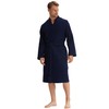 Morgenstern Waffle Pique Men's Bathrobe Blue - blue Plain, size: