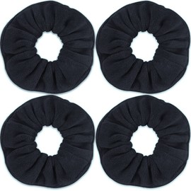 IVARYSS Super Towel Scrunchies for Drying Hair, Absorbent and Soft Microfiber for Frizz Free, Large Thick Ponytail Holder Wet Hair Accessories for Women and Girls, 4 PCS (Black)