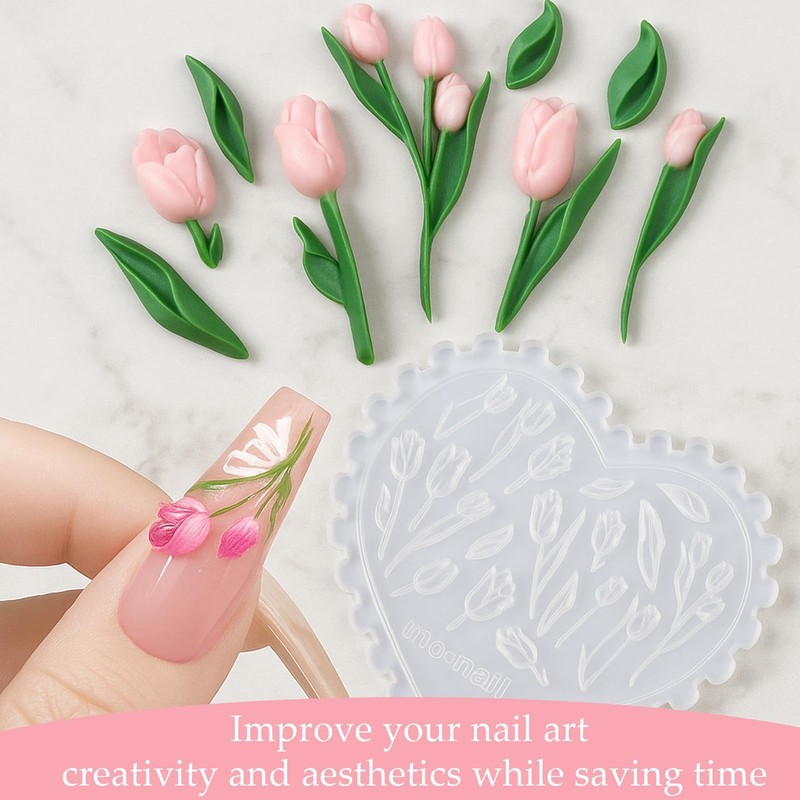 2 Pcs Tulip Silicone Molds,Silicone Nail Molds,Nail Charm Molds,Nail Molds