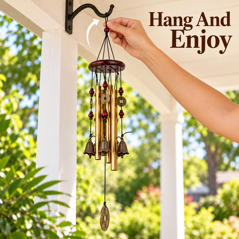 Large Metal Wind Chimes – Church Bell Style Hanging Wind