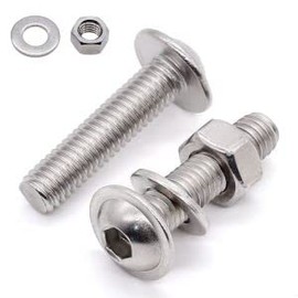 Glvaner M6-1.0 x 35mm Flanged Button Head Socket Cap Screws with M6-1.0 Hex Nuts and M6 Flat Washers Assortment Kit, 304 Stainless Steel 18-8, Full Coarse Thread, 15 Screws+ 15 Nuts+ 15 Washers