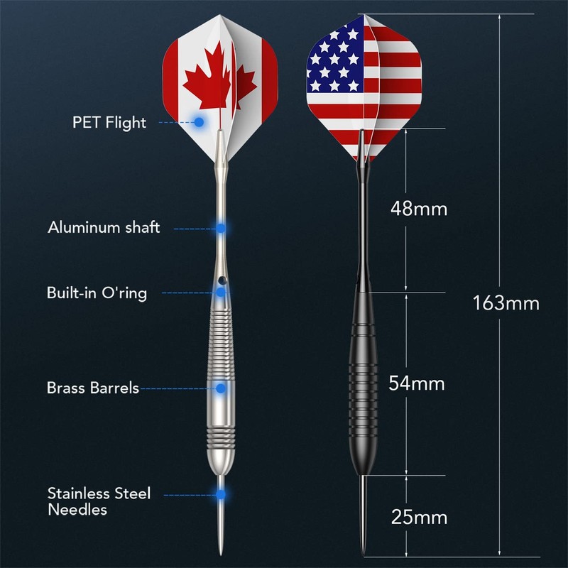 Professional Steel Tip Darts Set - Dart Board Darts Brass