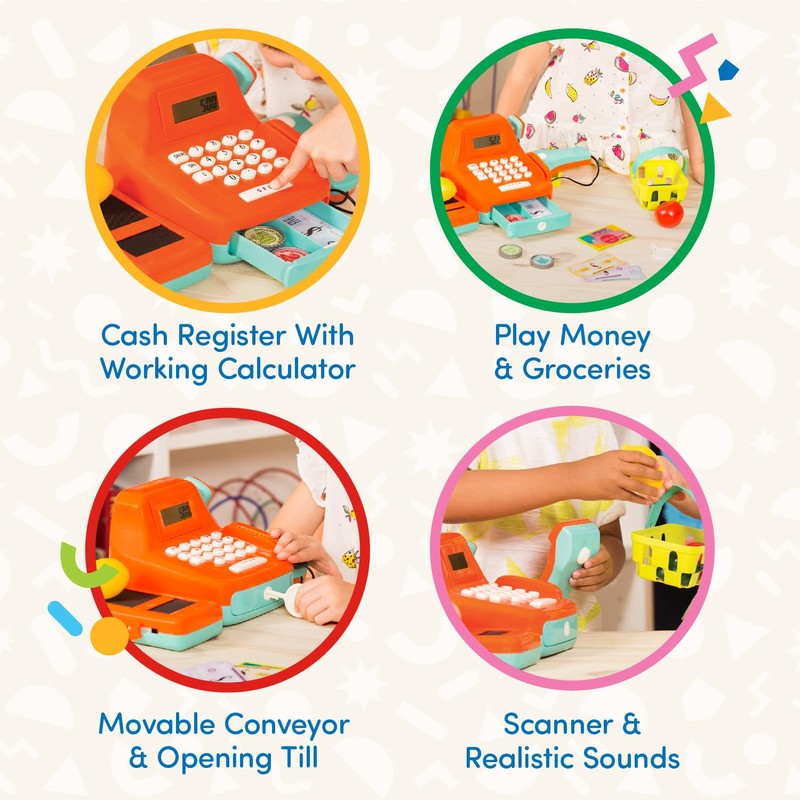 Battat - Interactive Kids Cash Register with Scanner & Sounds