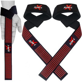 Lifting Straps for GYM Workouts Pair of Gym Straps for Powerlifting, Heavy-Duty Cotton Wrist Straps With Neoprene Padding Wrist Support, Weight Lifting Straps for Enhanced Grip, Comfortable Straps. (Red)