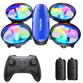 Tomzon Mini Drone for Children, Helicopter Remote Controlled with LED Light, Long Flight Time RC Quadcopter with Propeller Protection, Throwing Go/3D Flip/Rotation/Circular Flight, Indoor Drone Mini