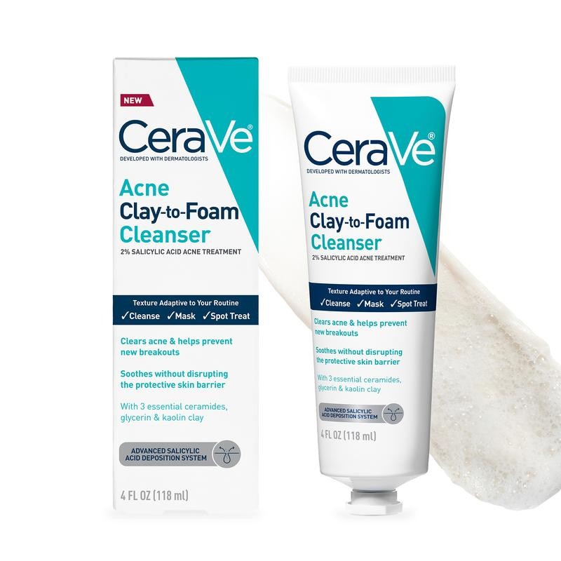 CeraVe Acne Clay To Foam Cleanser 4oz