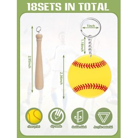Taiyin 18 Set Large Size Baseball Softball Acrylic Keychain Kit for Sublimation Vinyl Sticker DIY Crafting for Sports Favor Team Gift Christmas Tree Ornaments(Yellow,Softball)