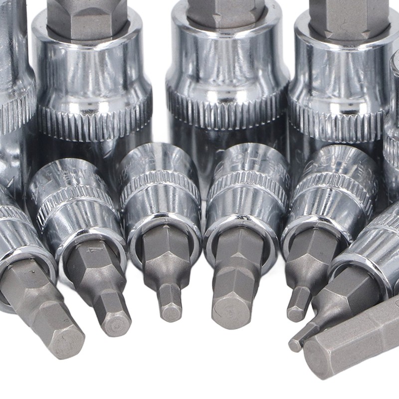 13 Pcs Hex Bit Socket Set 1/4 3/8 1/2 Inch