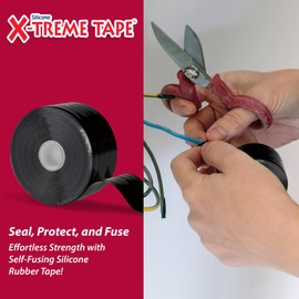 MOCAP Self-Fusing Silicone Tape - Heavy Duty Rubber Waterproof Tape for Hose, Plumbing, Electrical, Automotive, Outdoor and Household Repairs - Leak Proof, Insulating - 1-1/2 Inch x 10Ft Roll - Black