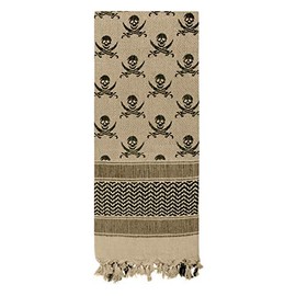 Rothco Skulls Shemagh Tactical Desert Keffiyeh Scarf, Tan