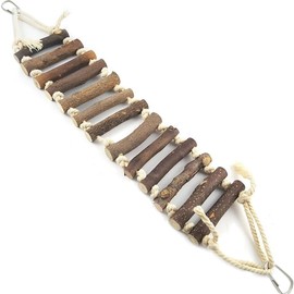 ZAHD Bridge Made of Parrot Wood Parrot Ladder Wooden Rope Ladder with Rope Swing Birds Wooden Ladder Bridge Handmade Bird Ladder Climbing for Small Parrots Parakeets Cockatiels