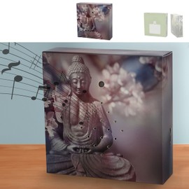 Soundbox 'Buddha' Motion Sensor | 12 x 12 x 3.5 cm Cardboard Plastic | Meditation Sound Volume Adjustable (1 x Soundbox Buddha)