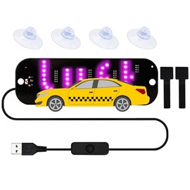 LED Light for Car, LED Sign for Car Windshield, Taxi Sign Decal with Suction Cups and Hook and Loop Cable Ties USB Plug, Trucks, SUV (Pink)