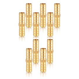 KGDUYC Hose Connector 10 mm Brass Pack of 10 Brass Hose Connection 10 mm (3/8 Inch) Straight Barb Connector Brass Hose Nozzle Connector Thread Fitting Fittings Hose Connectors