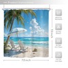 Riyidecor Blue Ocean Beach Theme Shower Curtain 72Wx72H Inch Summer