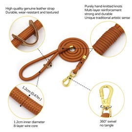 Handmade Braided Strong Dog Leashes for Large Dogs Heavy Duty，5 Foot Dog Leash (Cream)