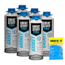GREAT STUFF PRO Flexible Drywall Gasket 18 oz, One Component, Water Based, Air Cured, Drywall Sealant with Great Stuff Gloves (Pack of 6)