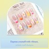 24PCS Elegant Peach Wave Bloom Press on Nails with 3D