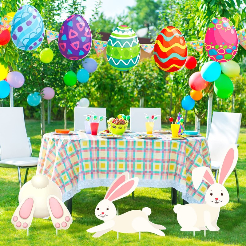 8 Pieces Easter Decorations Egg Bunny Easter Outdoor Decor Rabbits