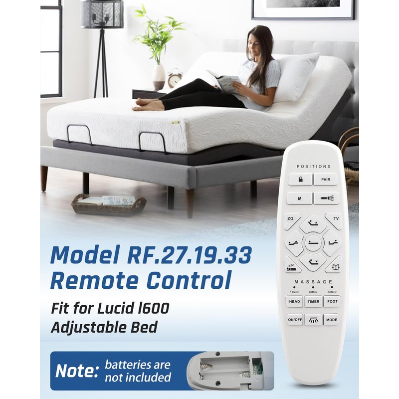 Wujexuhe Adjustable Bed Remote Control Replacement RF.27.19.33 Fit for Lucid