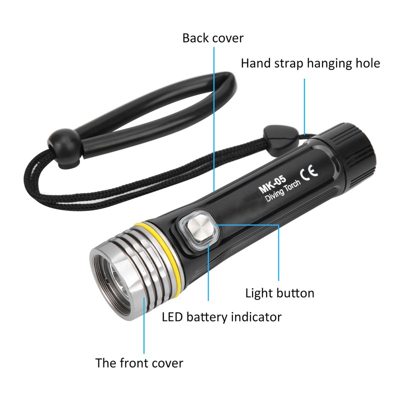 Waterproof Flashlight Night Diving Light Torch 100m Underwater Lighting Lamp