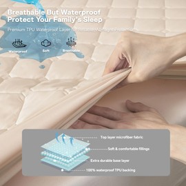 PAJEO Waterproof Mattress Protector King Size, 18" Deep Pocket Mattress Cover - Lab Tested Leakproof, Oeko-TEX Certified, Breathable & Noiseless, Machine Washable,King Fitted Sheet Only (Khaki)