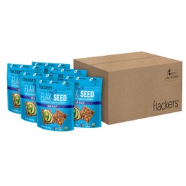 Flackers Organic Sea Salt Flaxseed Crackers, 5 Ounce 6-Pack, Gluten Free, Non GMO, Vegan, Keto Snack, 9g Fiber, 1g Net Carb