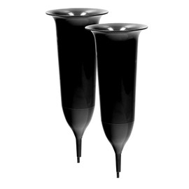 VonBueren Grave Vase with Ground Spike, Pack of 2, Black, Approx. 25 x 9.8 cm, Cemetery Vase, Grave Flower Vase