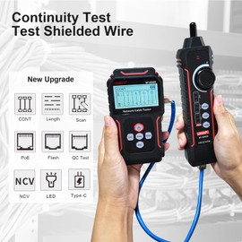 NOYAFA NF‑8209S Network Cable Tester – Upgrade Ethernet Cable Tester with PoE Detection, NCV Voltage Test, Cable Length Measurement, Port Flashing & Anti-Interference Scan Modes