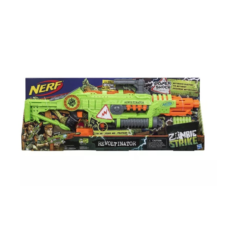 NERF Revoltinator Zombie Strike Toy Blaster with Motorized Lights Sounds