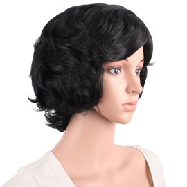 MapofBeauty MapofBeauty 11.8 Inch/30 cm Special Elderly Short Curly Fashion Wigs(Black)