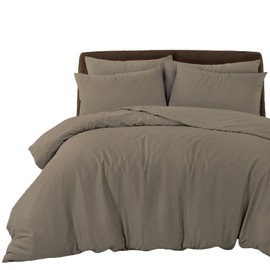 Bronwen Mathews Single Duvet Cover Set Deep Taupe - Soft & Breathable Microfibre Duvet Cover with 1 Pillowcase, Easy Care Wrinkle Free Single Bedding Set of 2 Pcs (Deep Taupe, Single Duvet Set)