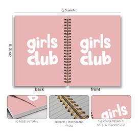 Dejfel Pink Preppy Notebook,Preppy Journal, Girly Notebook,Preppy Gifts for Women,Pink Office Supplies,Preppy Office Supplies,Spiral Notebook 5.5x8.3 Inch