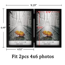 ORIVAN 4x6 Double Picture Frames Hinged Folding Photo Frames with Glass Vertical Stand Frames (Black)
