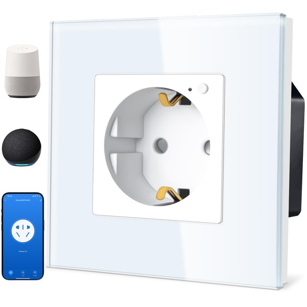 TAWOIA Schuko Smart Socket, 1 Compartment, 16A, App Control, Works