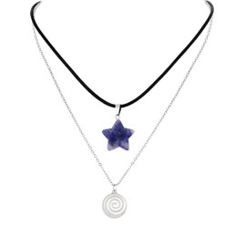 OJERRY Spiral Lapis Star Pendant Necklace for Teen Girls, Y2K Indie Grunge Aesthetic Jewelry, Trendy Sfuff for Teen Girls