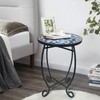 LIFFY Outdoor Side Table,12" Round Ceramic Tile Tabletop Accent Table
